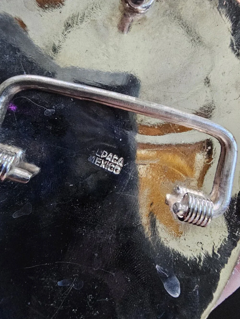 Vintage Inital D alpaca Mexico Silver Belt Buckle